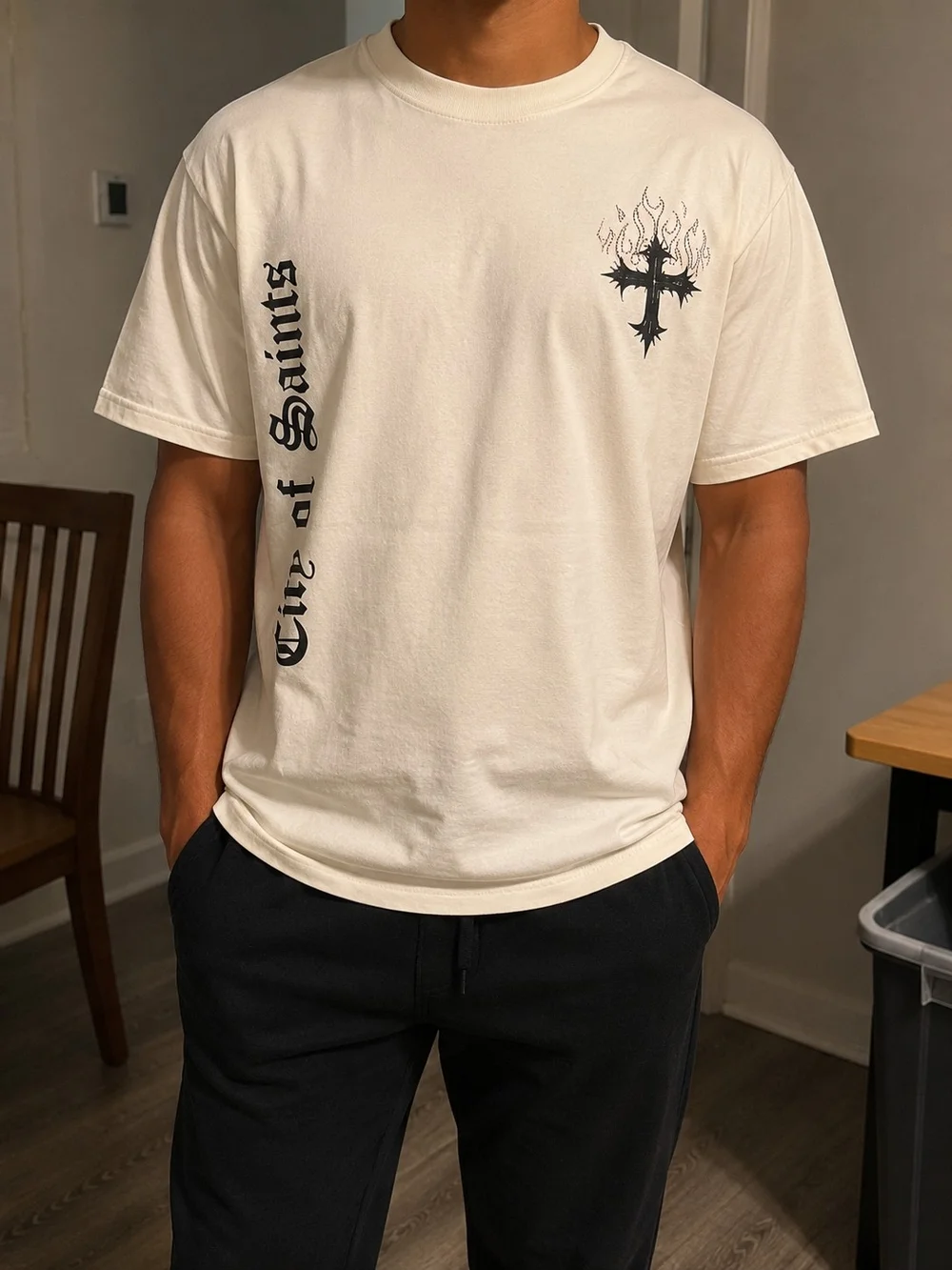 Cream 'City of Saints' Short-Sleeve Graphic Tee